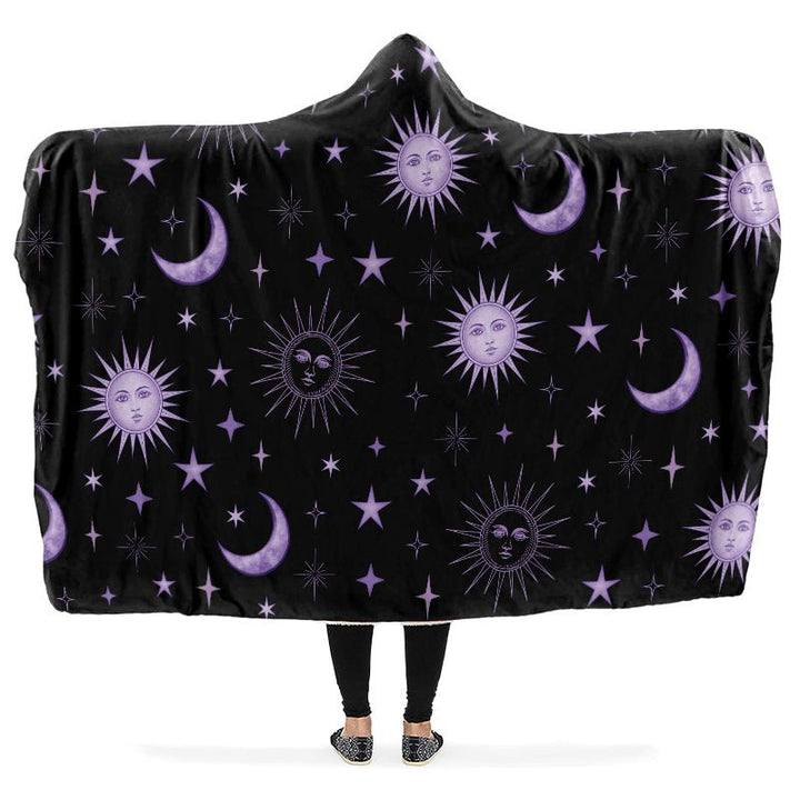 Vintage Celestial Sun and Moon Hooded Blanket - The Pagan Grimoire