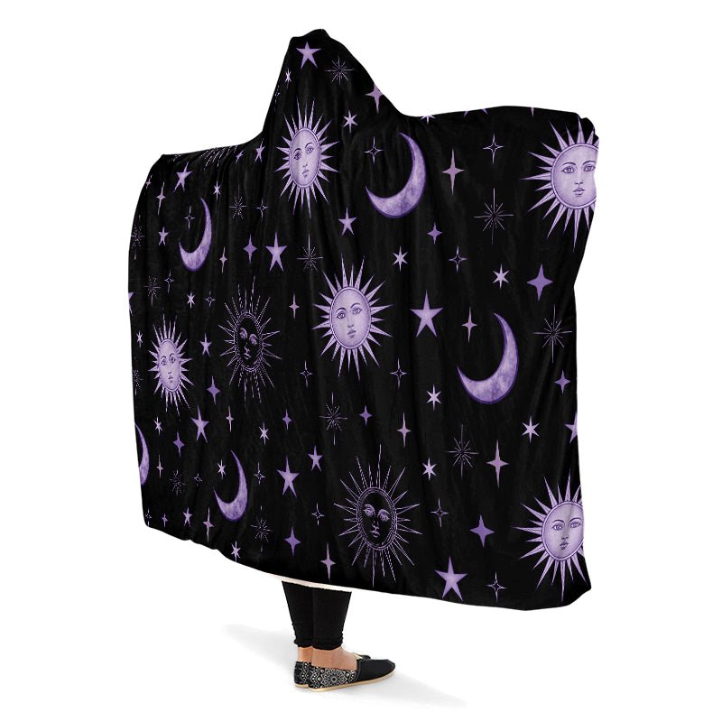 Vintage Celestial Sun and Moon Hooded Blanket - The Pagan Grimoire