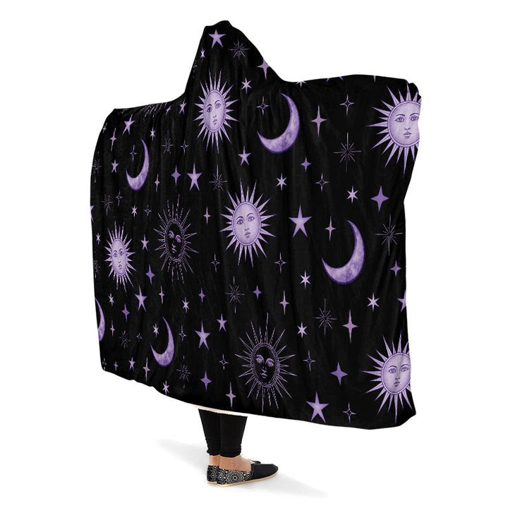 Vintage Celestial Sun and Moon Hooded Blanket - The Pagan Grimoire