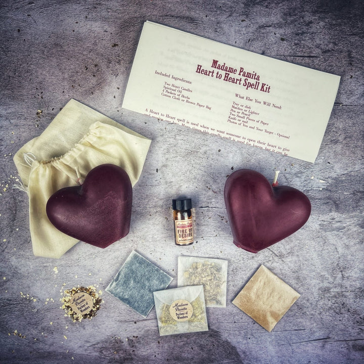 Heart to Heart Candle Spell Kit for Love, Reconciliation, and Healing - The Pagan Grimoire