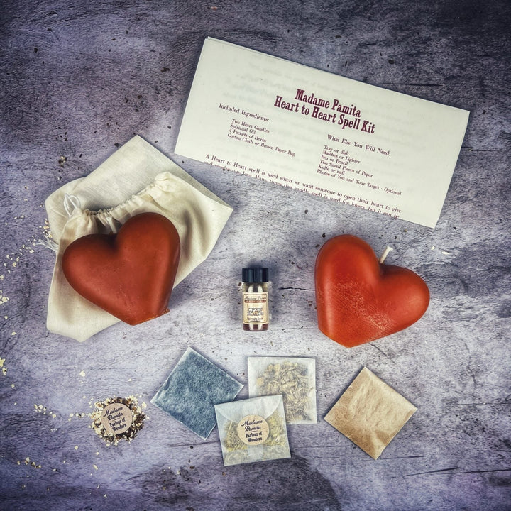 Heart to Heart Candle Spell Kit for Love, Reconciliation, and Healing - The Pagan Grimoire