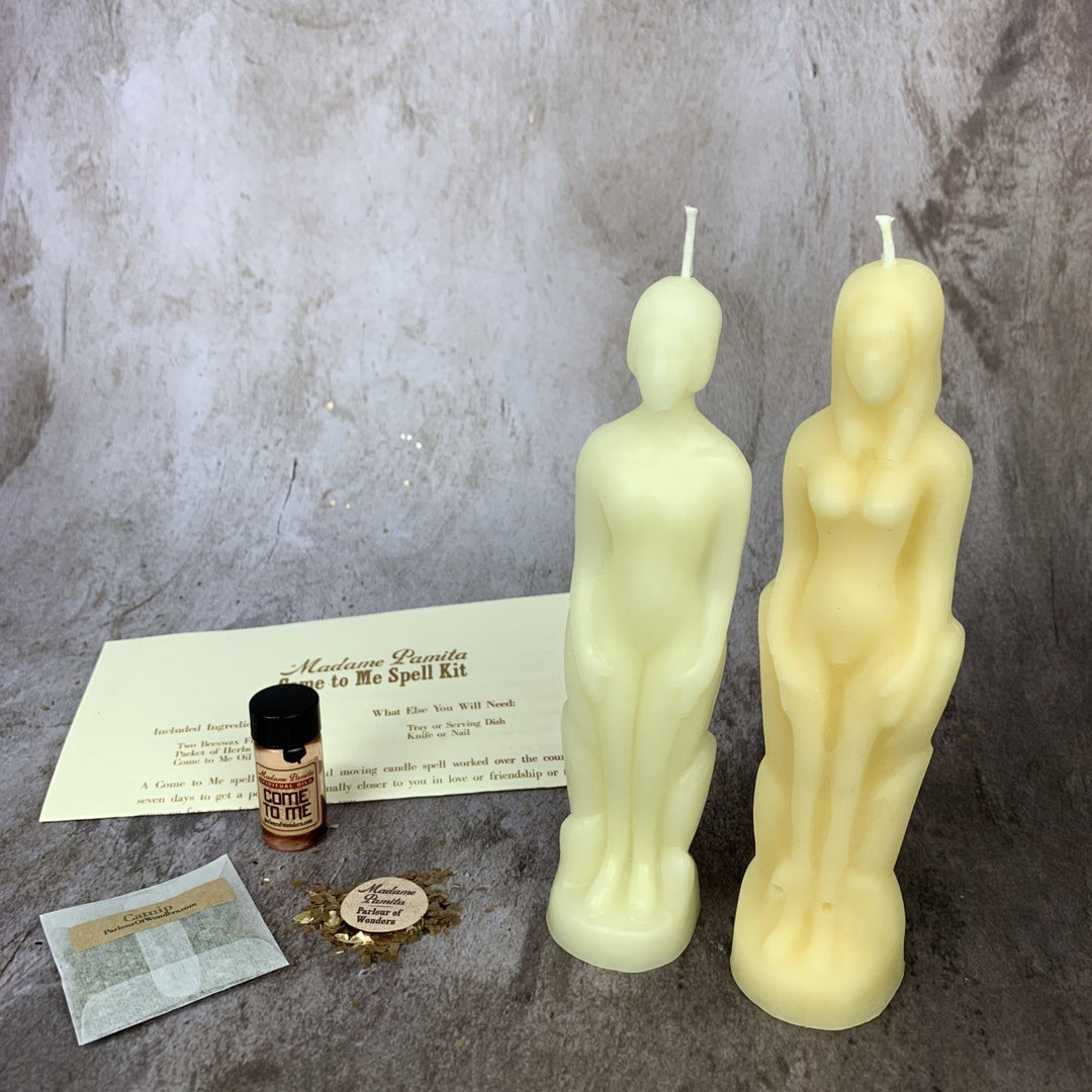 Come to Me Candle Spell Kit: Human and Female Figural Candles - The Pagan Grimoire