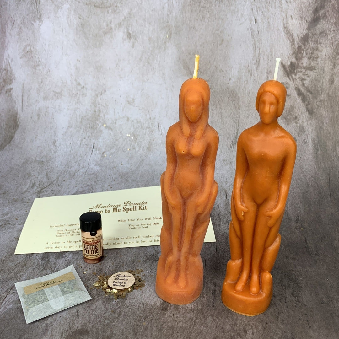 Come to Me Candle Spell Kit: Human and Female Figural Candles - The Pagan Grimoire