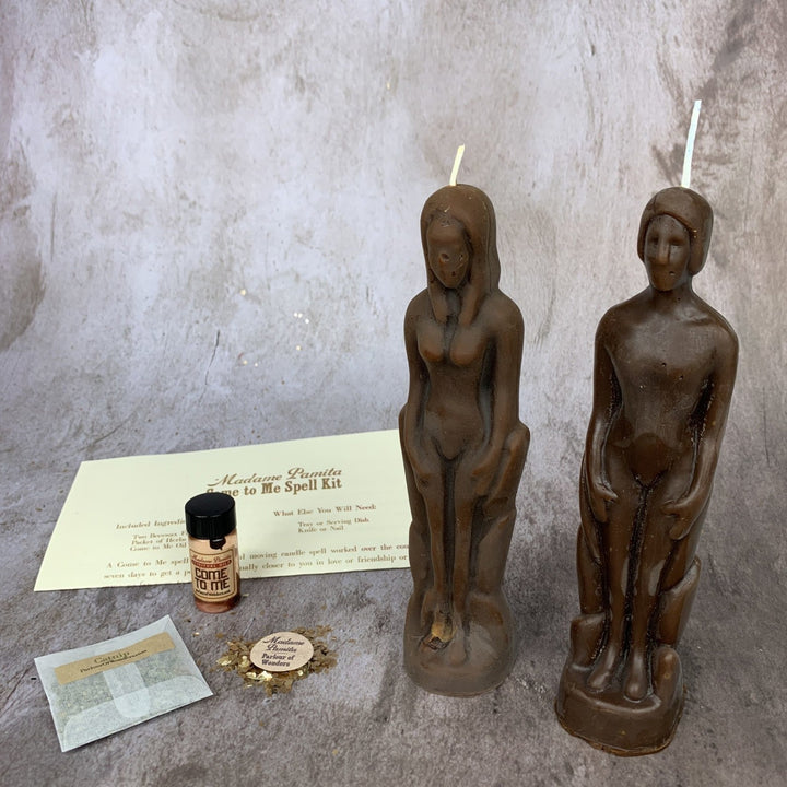 Come to Me Candle Spell Kit: Human and Female Figural Candles - The Pagan Grimoire