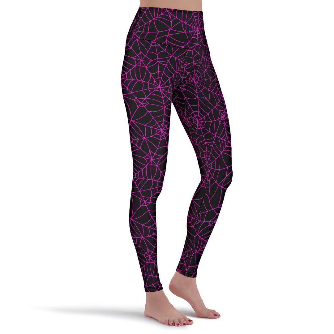 Black and Pink Spiderweb Leggings - The Pagan Grimoire
