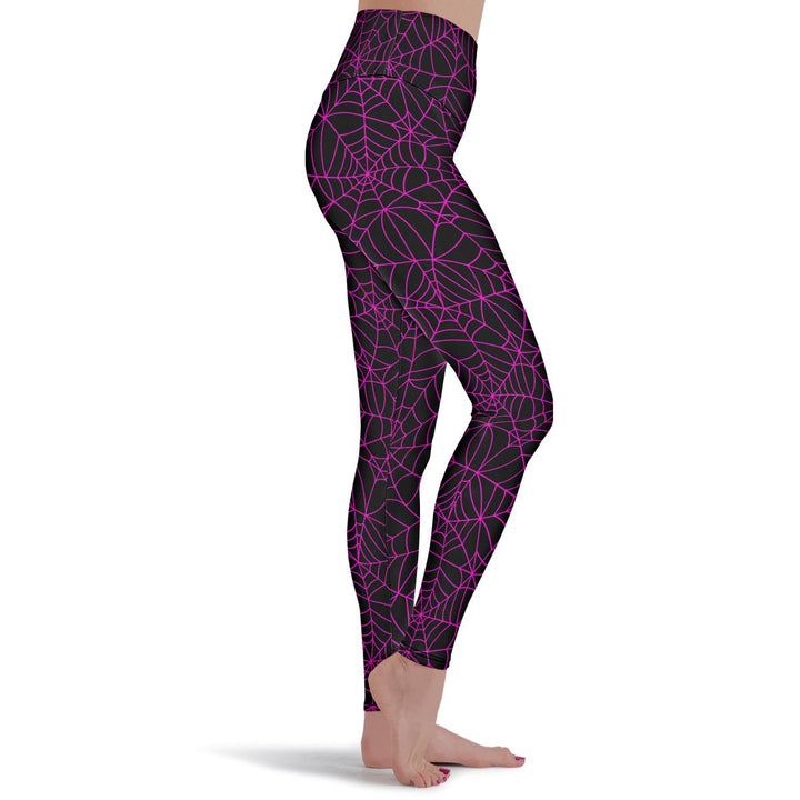 Black and Pink Spiderweb Leggings - The Pagan Grimoire