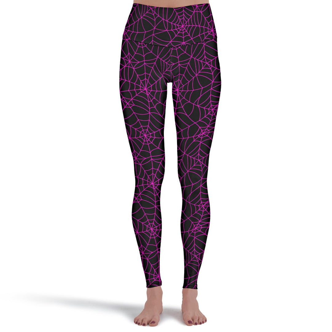 Black and Pink Spiderweb Leggings - The Pagan Grimoire