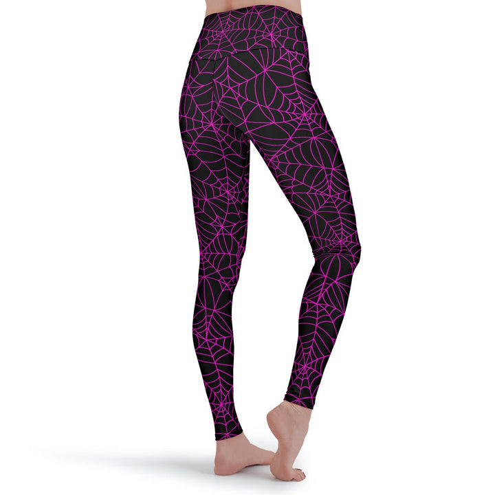 Black and Pink Spiderweb Leggings - The Pagan Grimoire