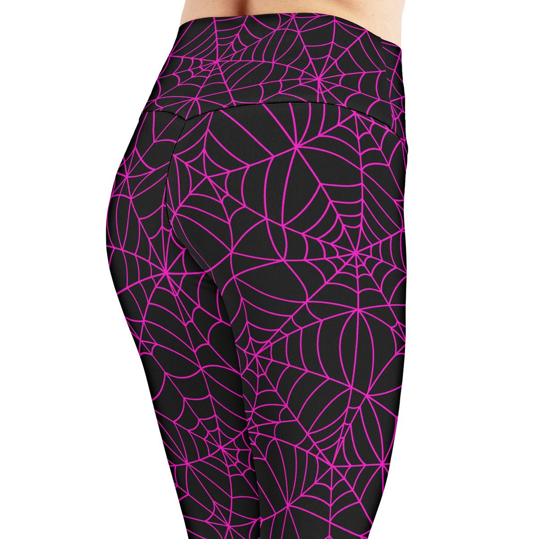 Black and Pink Spiderweb Leggings - The Pagan Grimoire