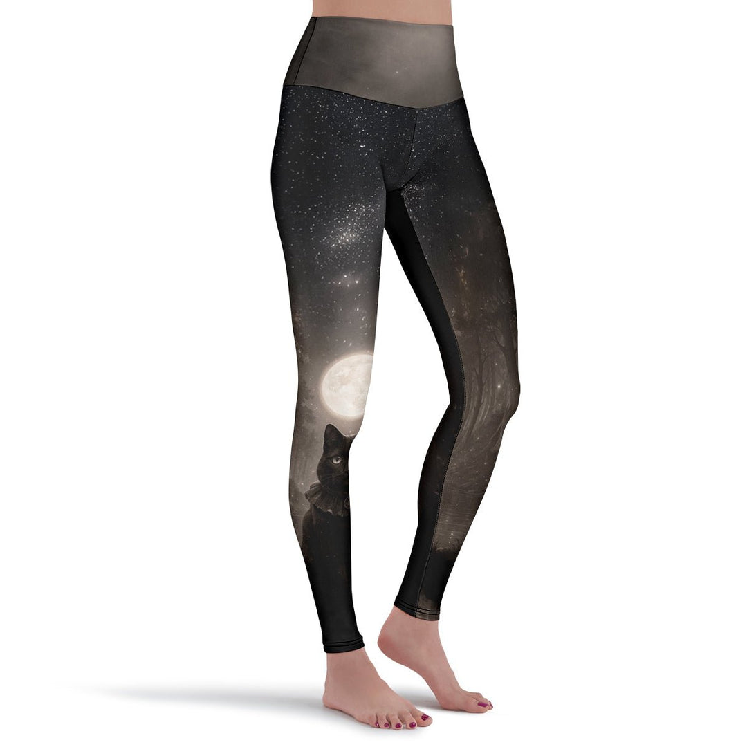 Moonlit Cat Leggings - The Pagan Grimoire