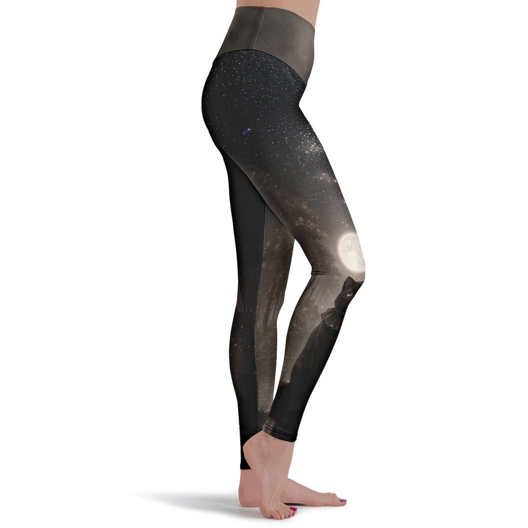 Moonlit Cat Leggings - The Pagan Grimoire