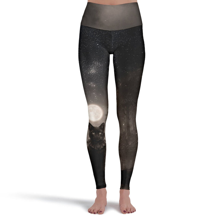 Moonlit Cat Leggings - The Pagan Grimoire