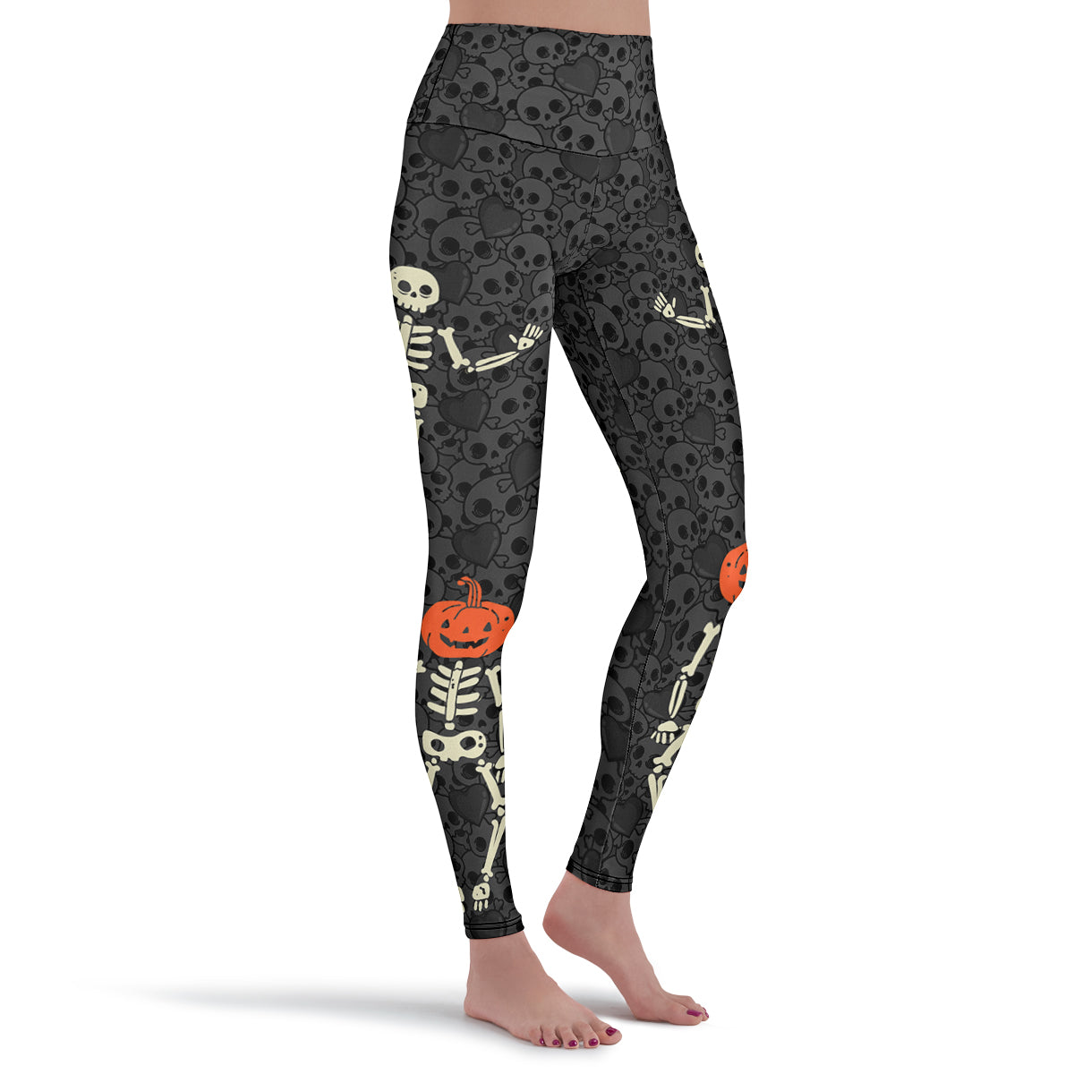 Grey Skull Leggings - Yoga Pants with Flexible Waistband | Pagan ...