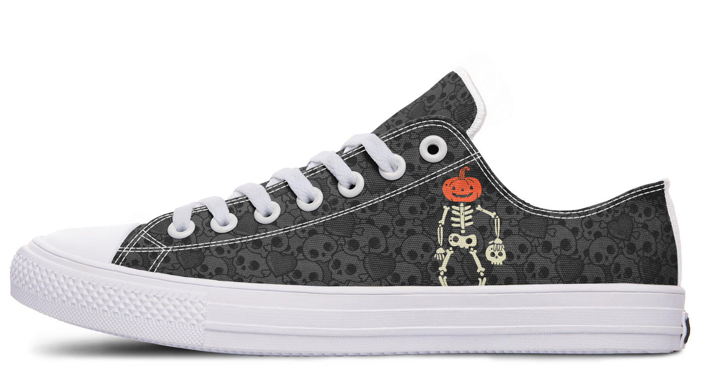 Grey Skull Low Tops