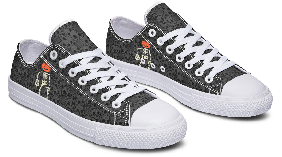 Grey Skull Low Tops