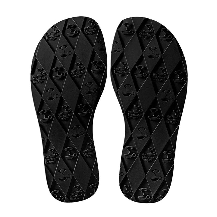 Black Mary Jane platform soles with patterned Hot Chocolate Design graphics.