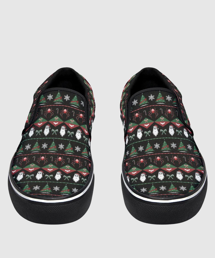 Merry Gothmas Slip On Sneakers - The Pagan Grimoire