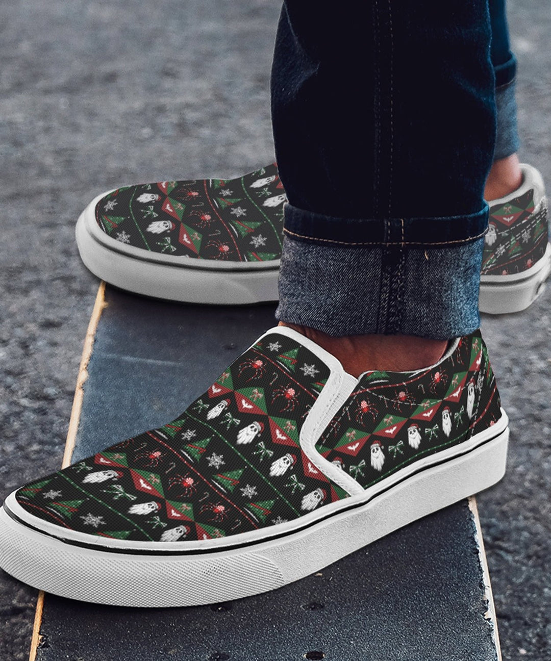 Merry Gothmas Slip On Sneakers - The Pagan Grimoire