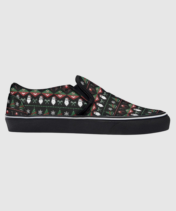 Merry Gothmas Slip On Sneakers - The Pagan Grimoire