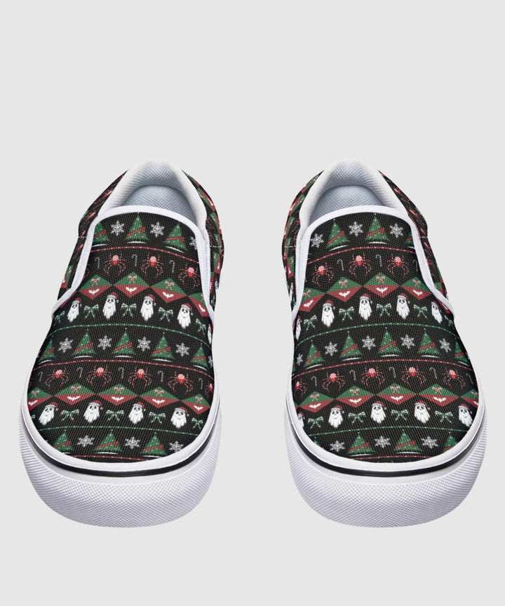 Merry Gothmas Slip On Sneakers - The Pagan Grimoire