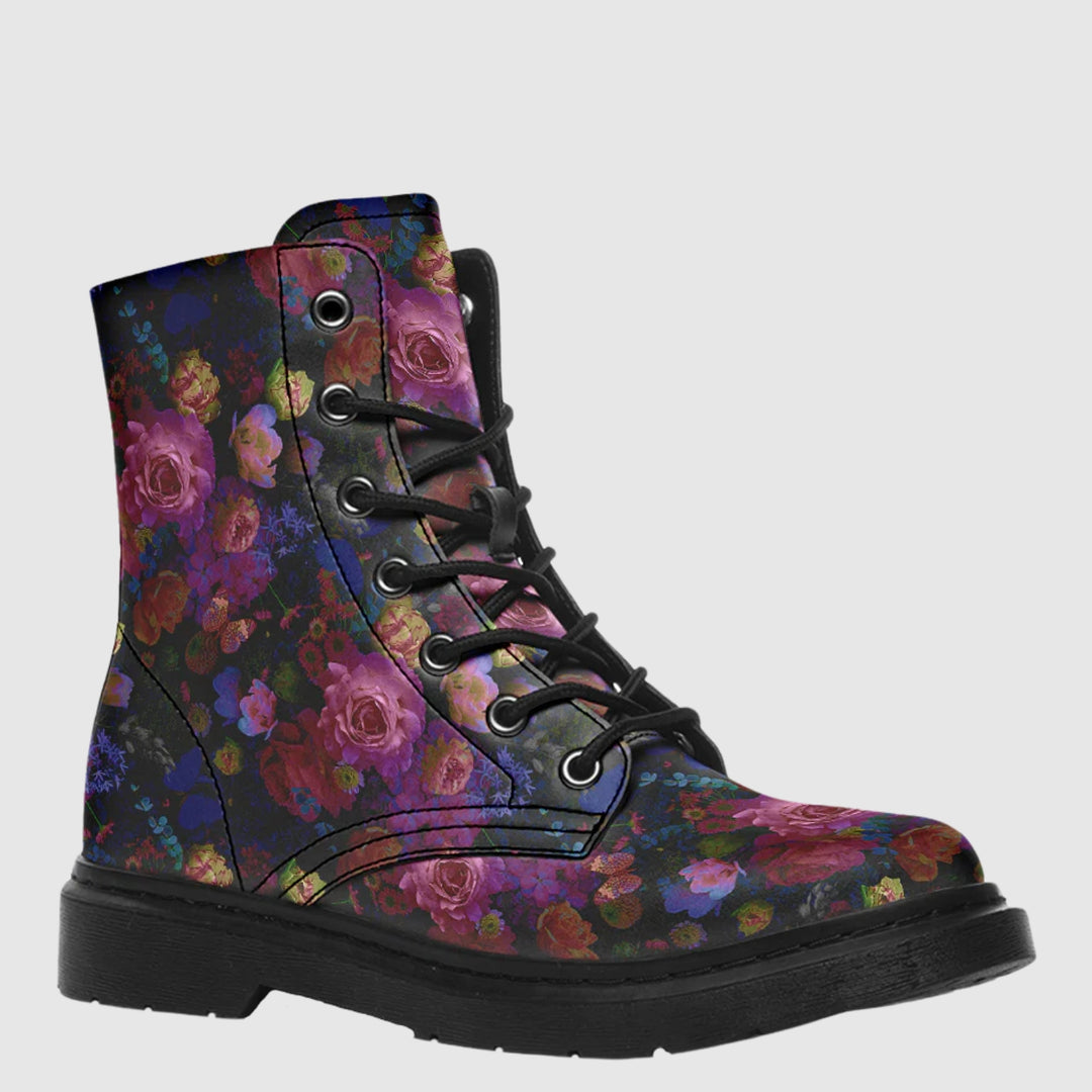 Midnight Bloom Gothic Combat Boots
