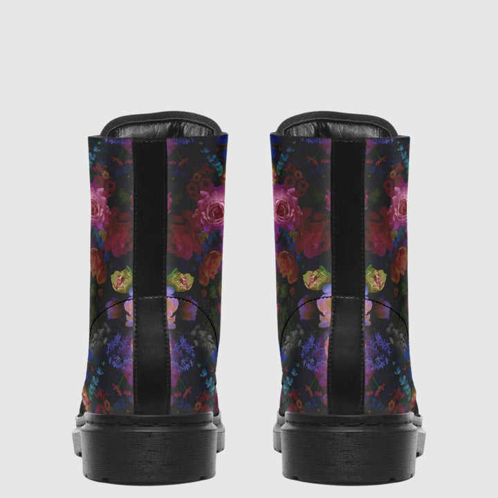 Midnight Bloom Gothic Combat Boots