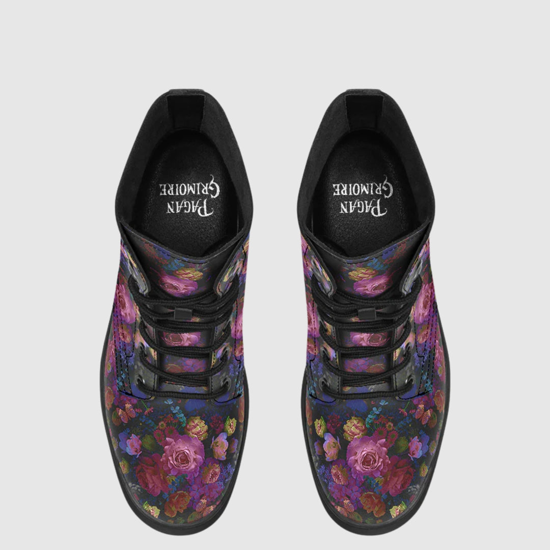 Midnight Bloom Gothic Combat Boots