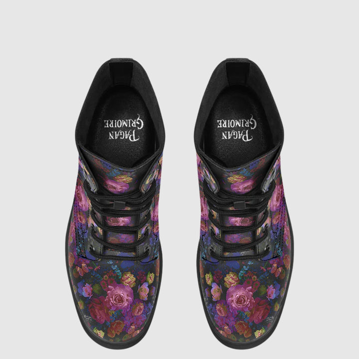 Midnight Bloom Gothic Combat Boots