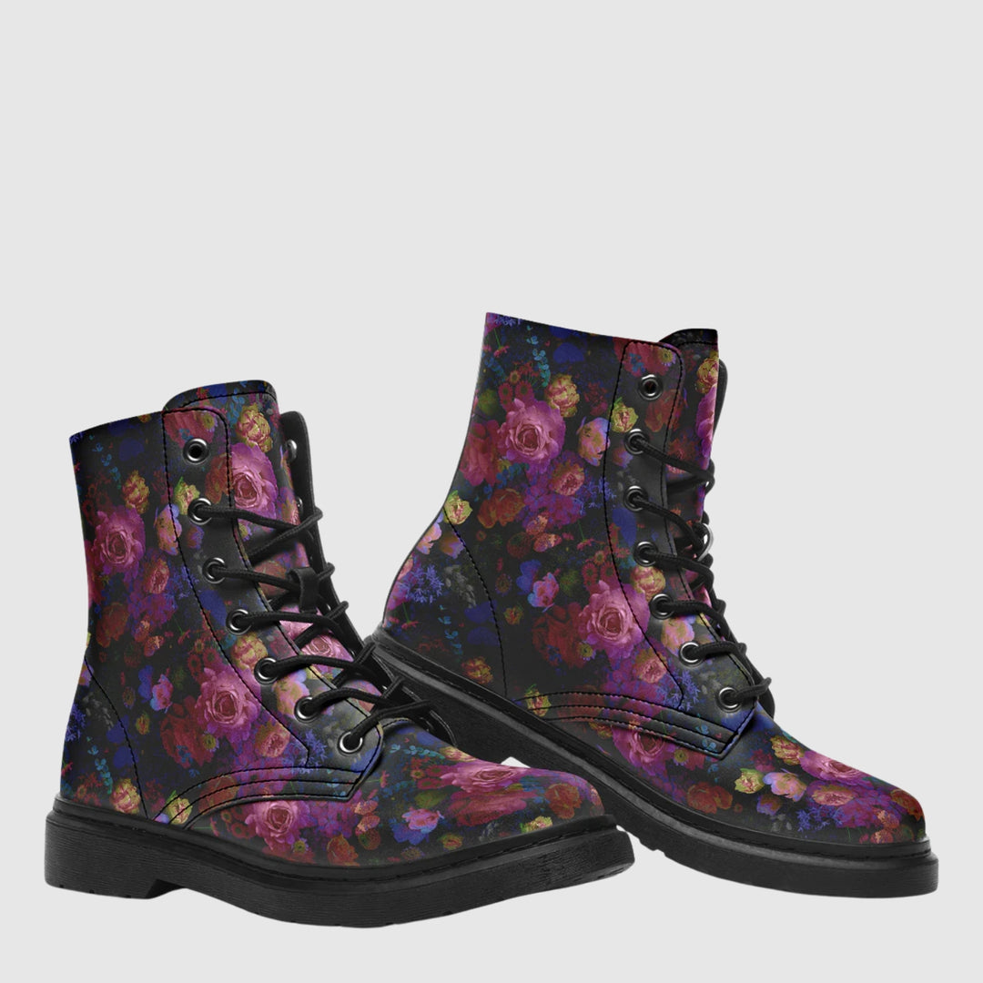 Midnight Bloom Gothic Combat Boots
