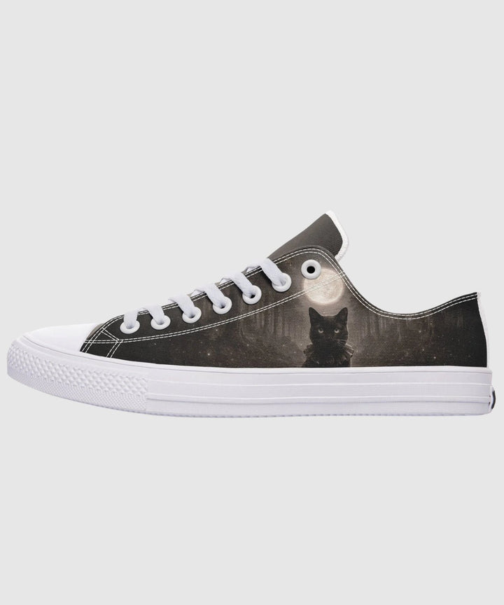 Moonlit Cat Low Tops - The Pagan Grimoire