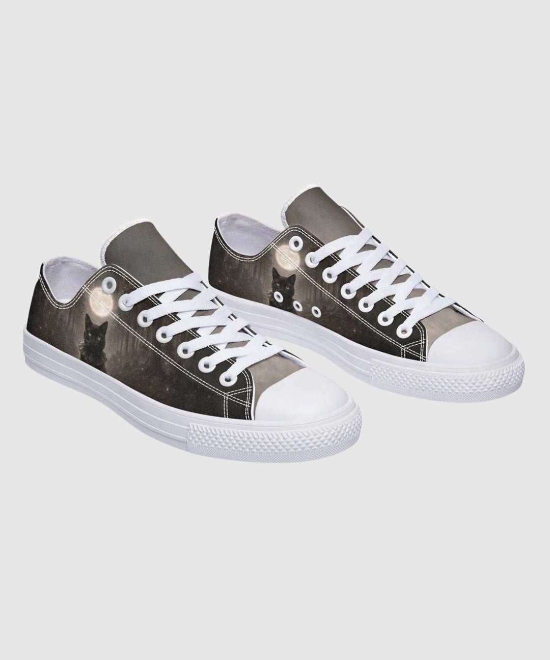 Moonlit Cat Low Tops - The Pagan Grimoire