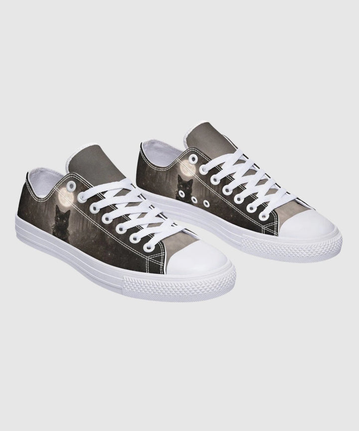 Moonlit Cat Low Tops - The Pagan Grimoire