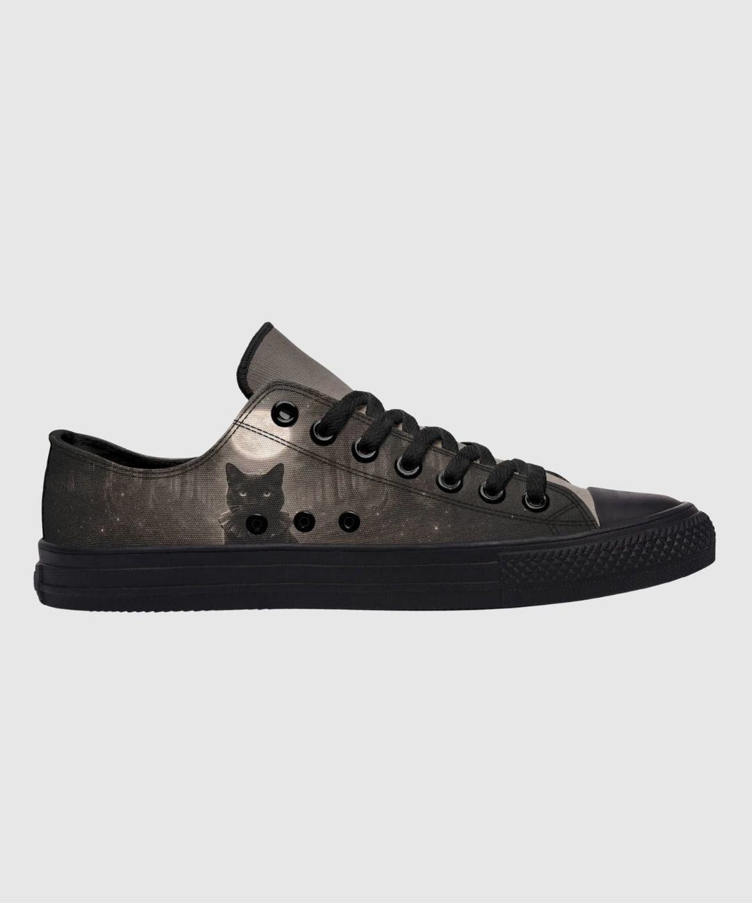 Moonlit Cat Low Tops - The Pagan Grimoire