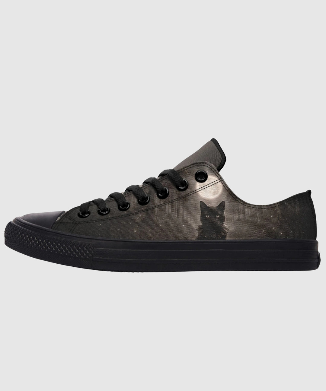 Moonlit Cat Low Tops - The Pagan Grimoire