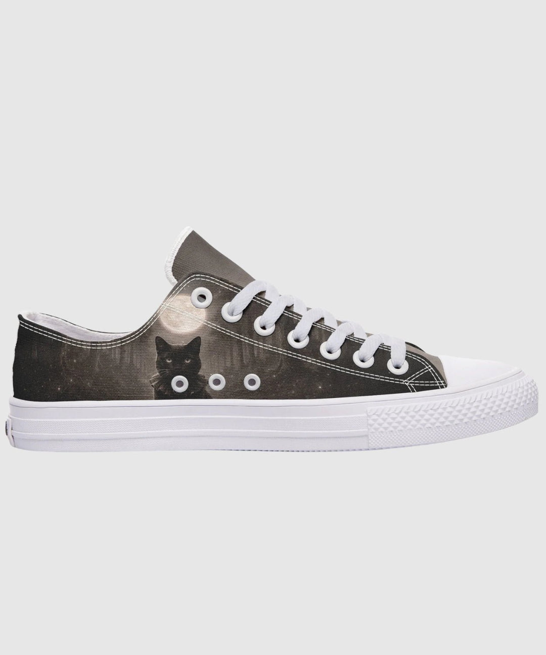 Moonlit Cat Low Tops - The Pagan Grimoire