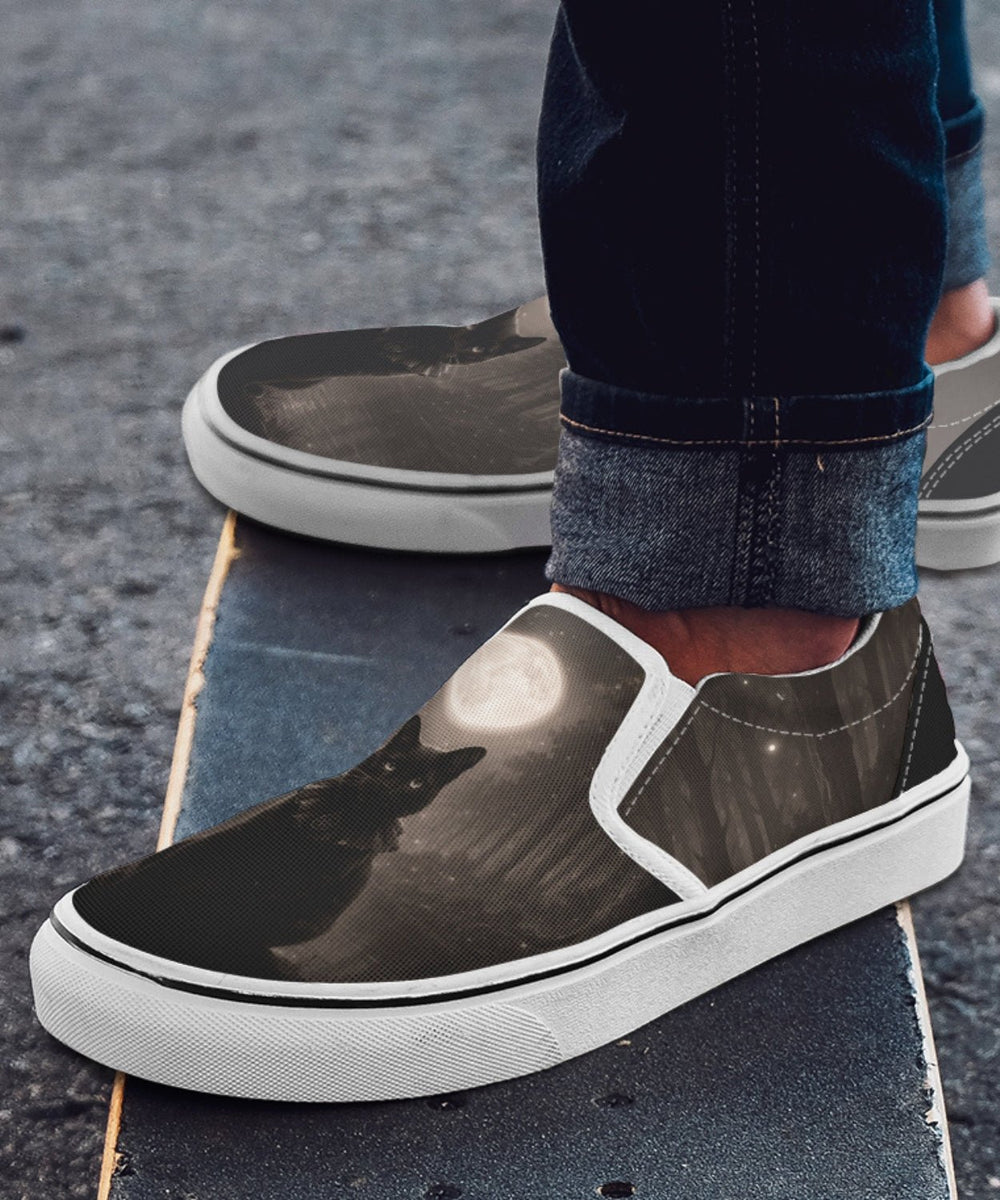 Moonlit Cat Slip - On Shoes - The Pagan Grimoire
