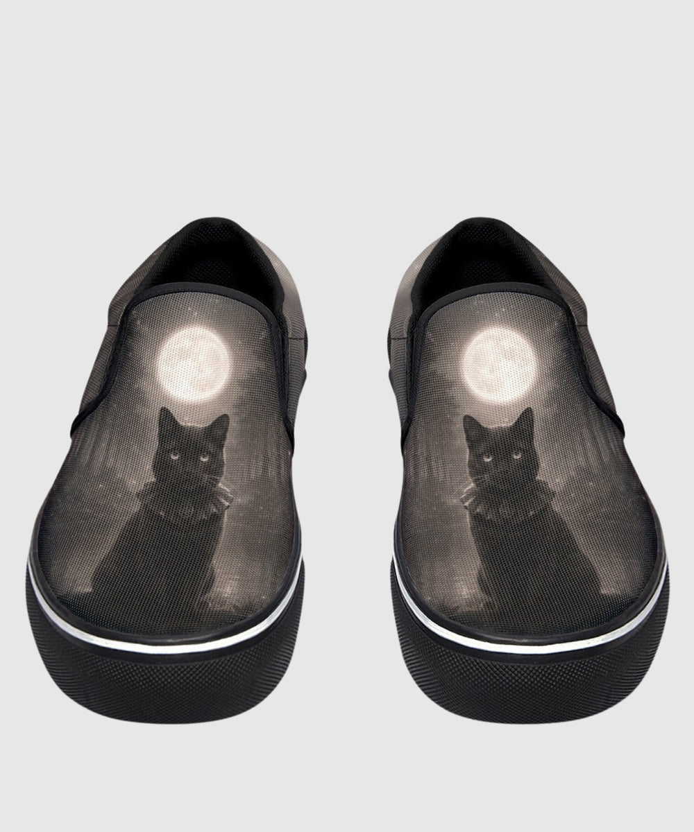 Moonlit Cat Slip - On Shoes - The Pagan Grimoire