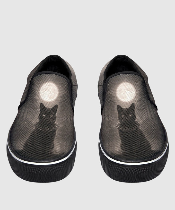 Moonlit Cat Slip - On Shoes - The Pagan Grimoire