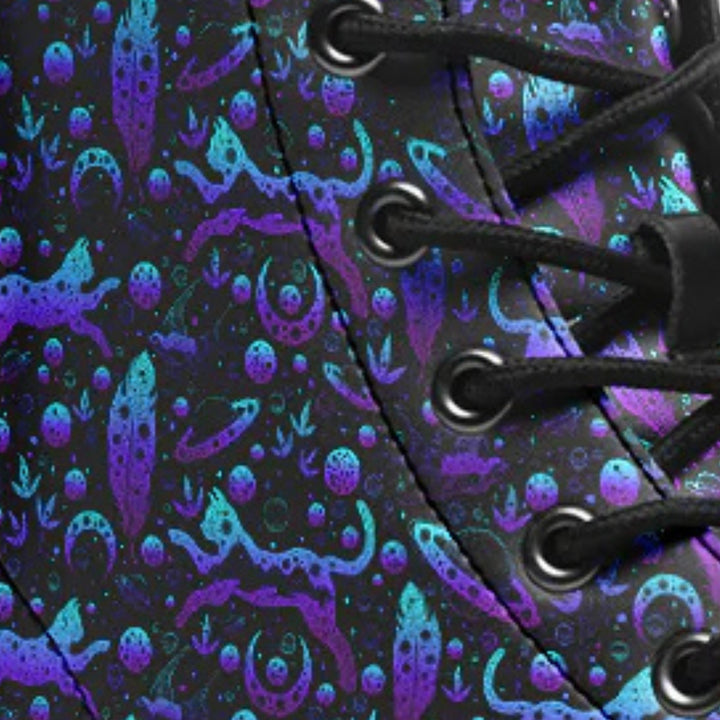 Neon Galaxy Cats Combat Boots