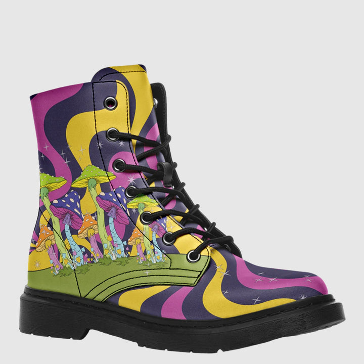 Neon Mushroom Combat Boots