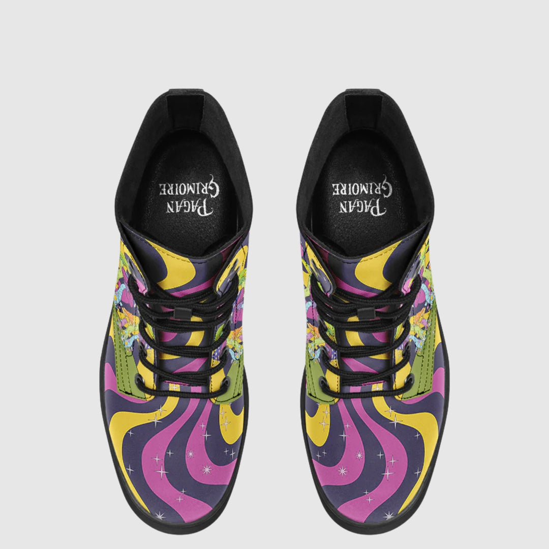 Neon Mushroom Combat Boots