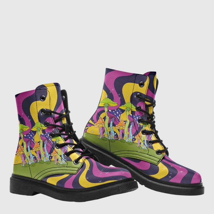 Neon Mushroom Combat Boots