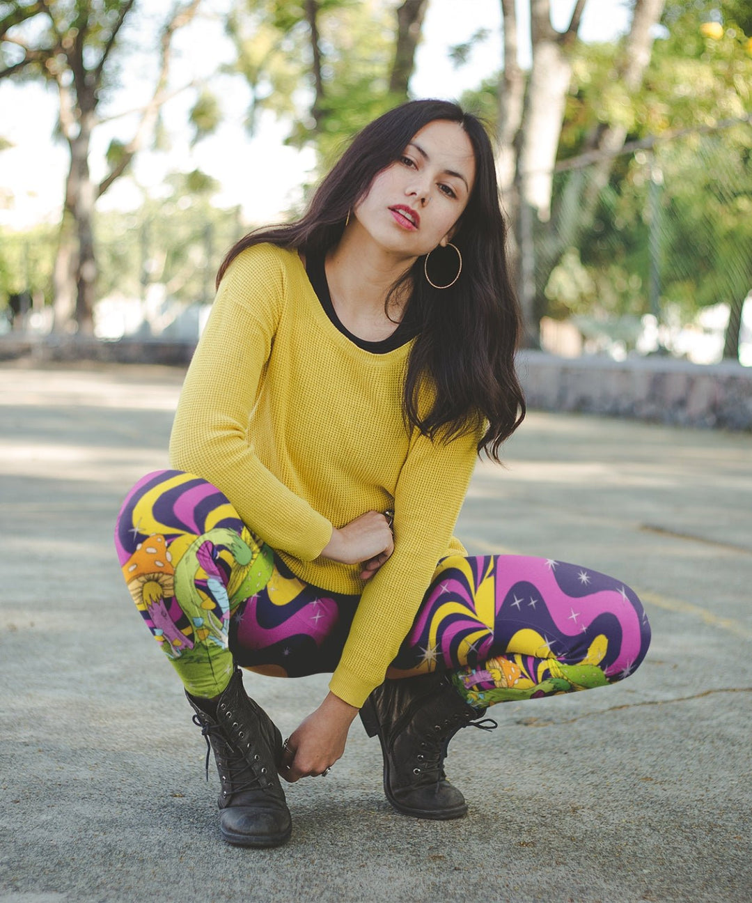 Neon Mushrooms Leggings - The Pagan Grimoire