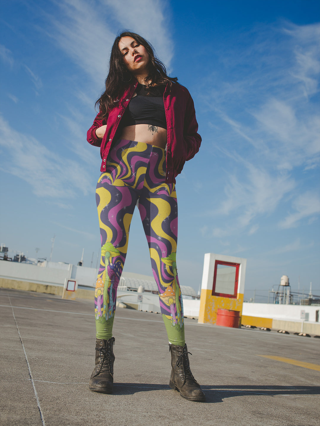 Neon Mushrooms Leggings - The Pagan Grimoire
