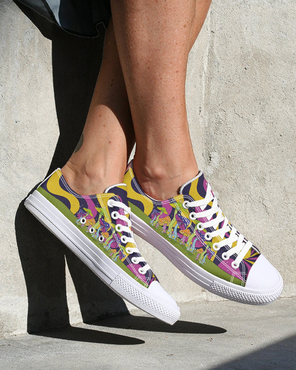 Neon Mushrooms Low Tops - The Pagan Grimoire