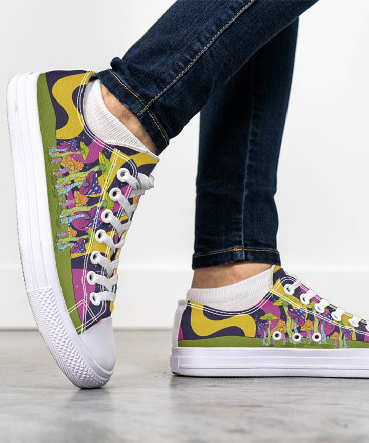 Neon Mushrooms Low Tops - The Pagan Grimoire