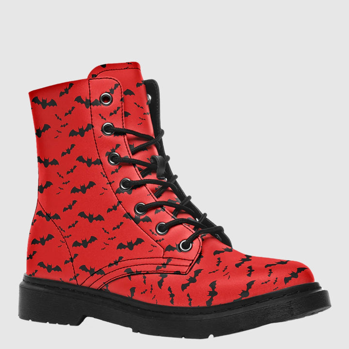Nocturne Bat Combat Boots – Blood Red