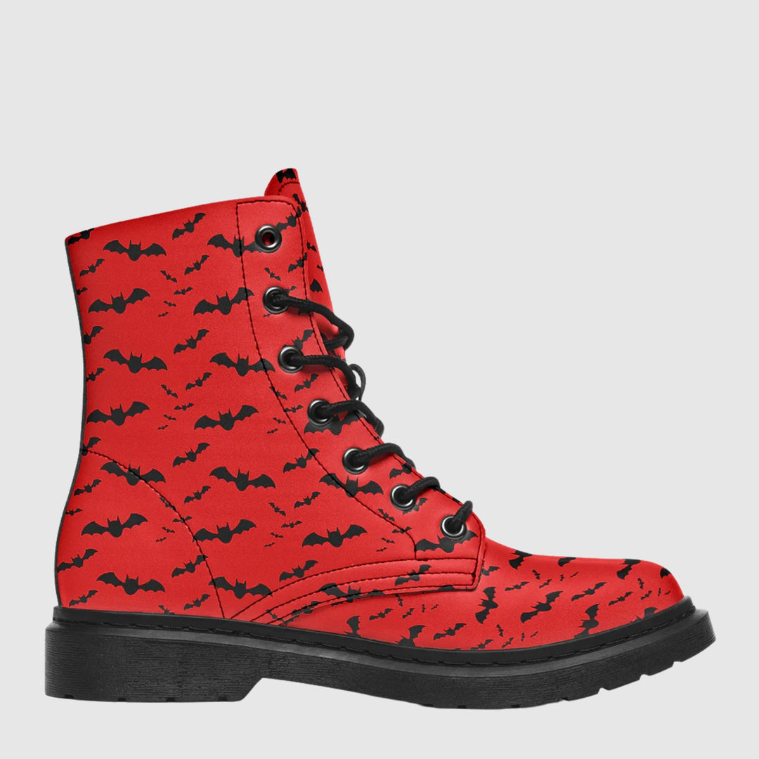 Nocturne Bat Combat Boots – Blood Red