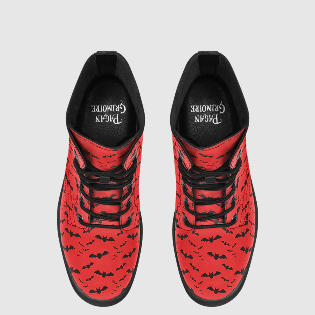 Nocturne Bat Combat Boots – Blood Red
