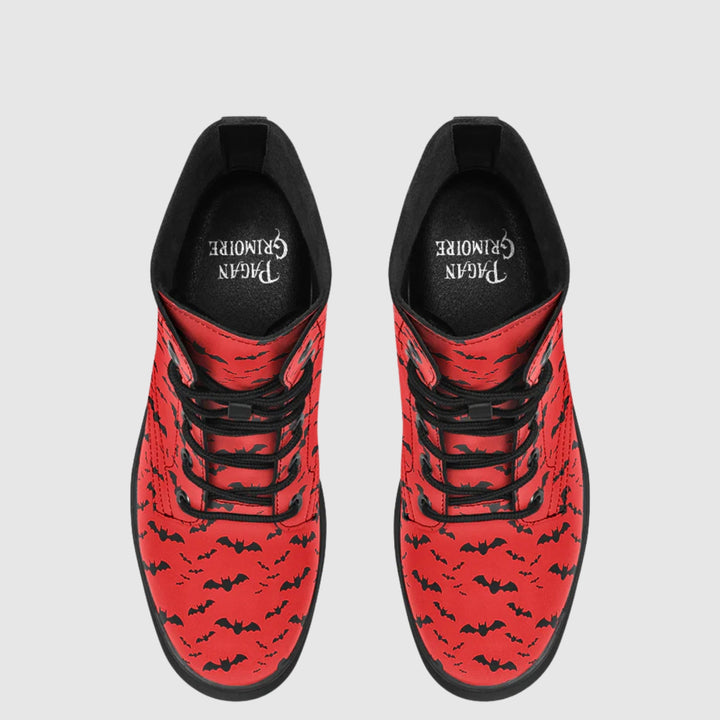 Nocturne Bat Combat Boots – Blood Red